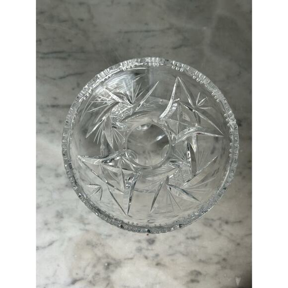 Vintage Bohemian Heavy Hand Cut 3 Footed Crystal Vase 5.75”H Clear Gift Feet - Picture 4 of 16